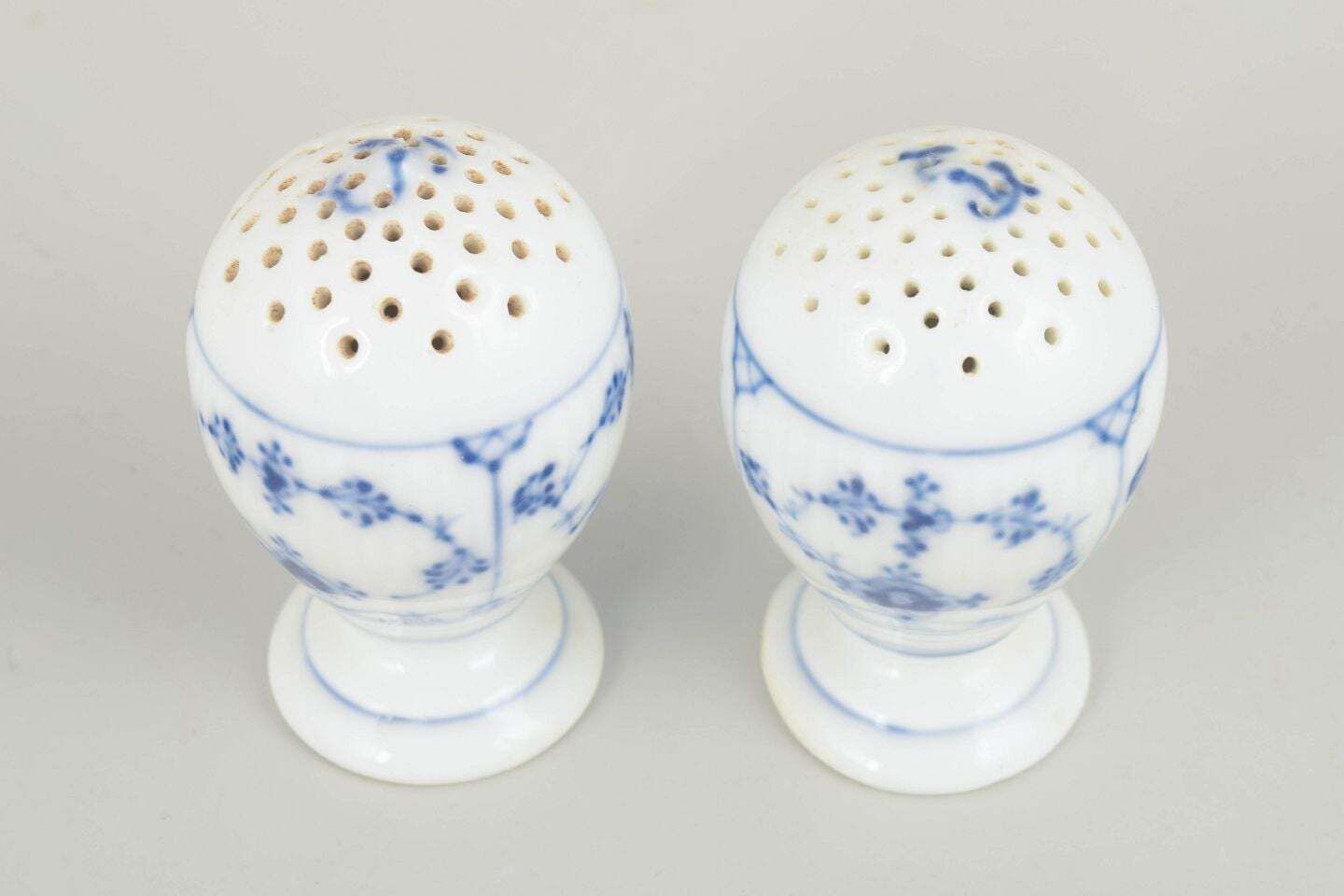 Royal Copenhagen. Antique Blue Fluted Plain Salt And Pepper Set, Ca 1900 photo furniture