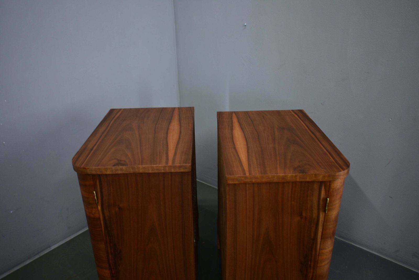 Furniture 1933s Pair Of Art Deco Bedside Tables, Czechoslovakia photo