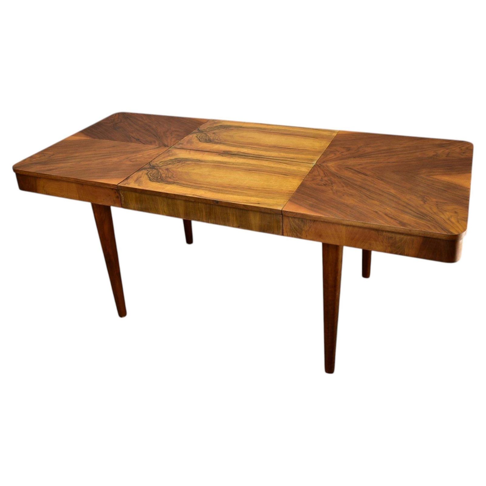 1939s Jindrich Halabala Extendable Dining Table In Walnut, Czechoslovakia