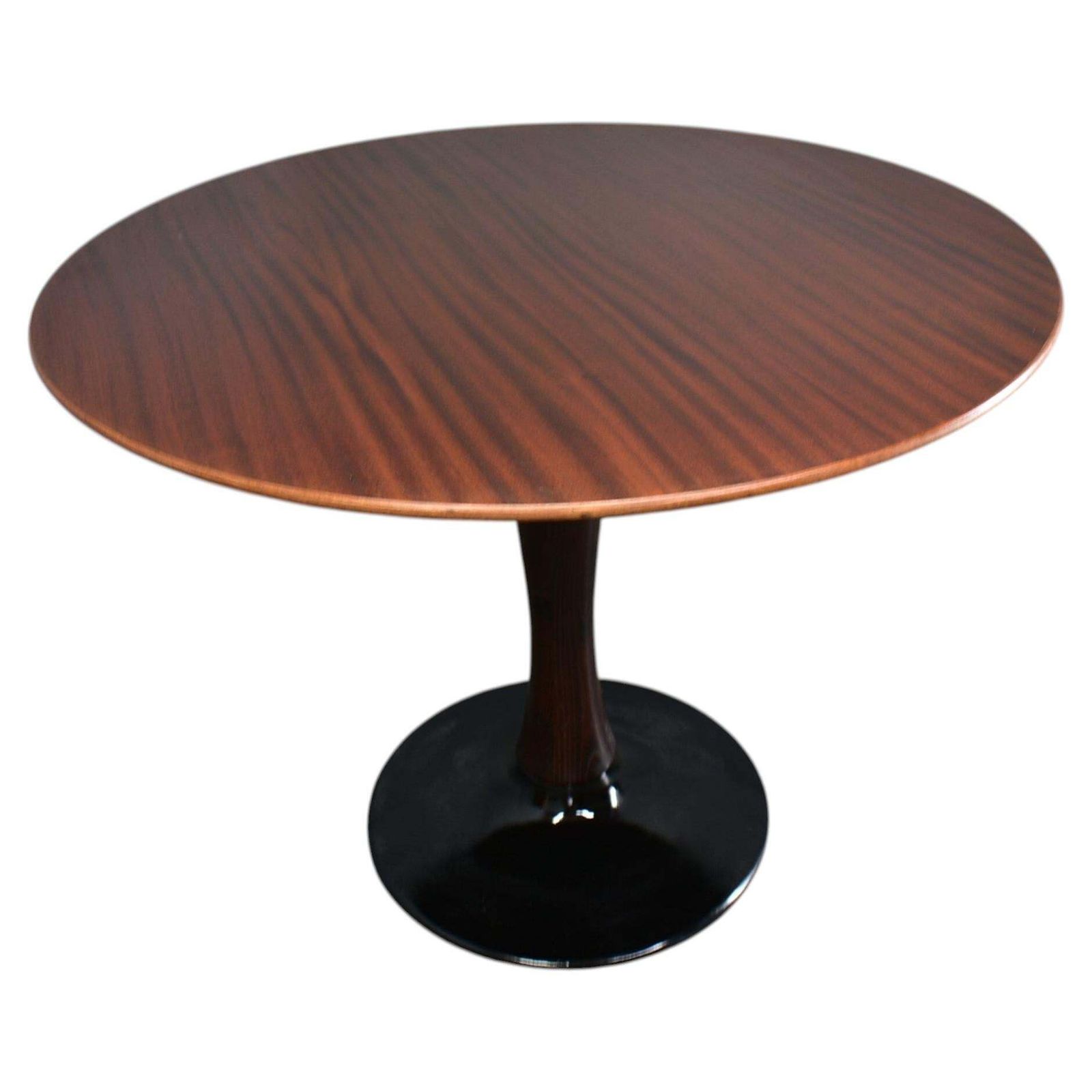 Ronde mahoniehouten tafel ca. jaren 1970, Drevotvar Jablonne, Tsjecho-Slowakije