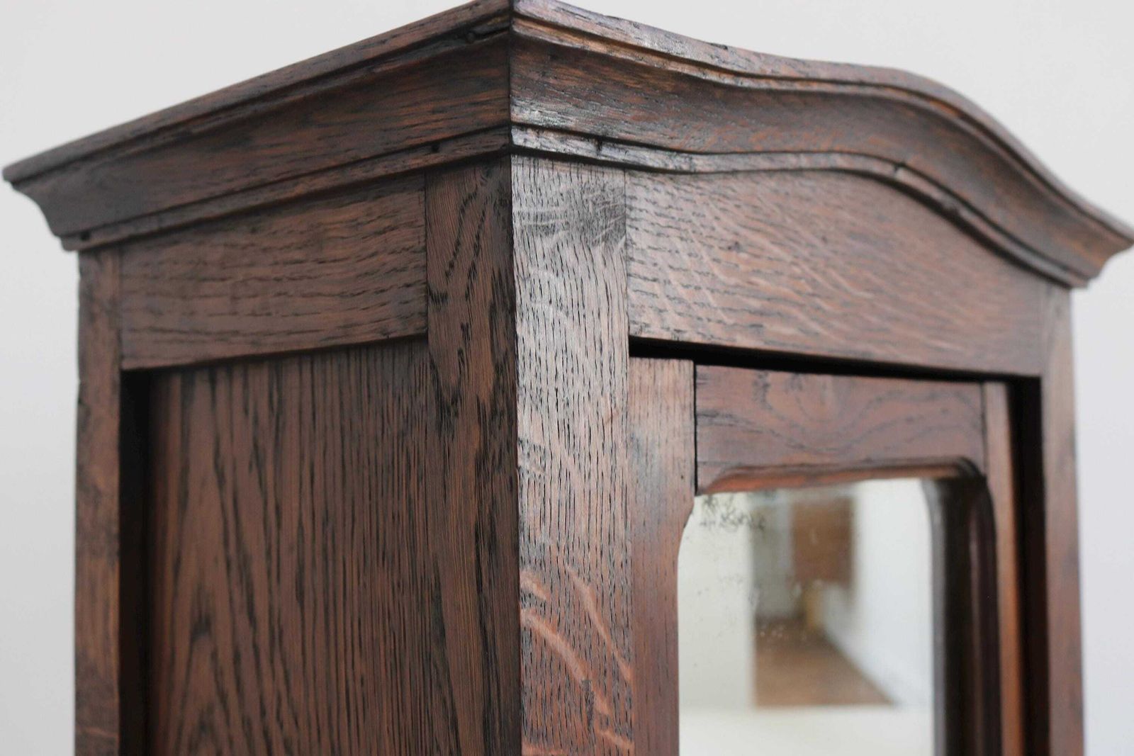 Antique Oak Mirror Wall Cabinet | Bathroom Storage | Hanging Or Freestanding photo Furniture