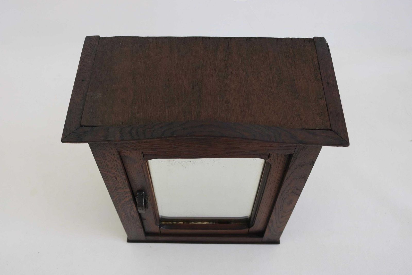 photo vintage Antique Oak Mirror Wall Cabinet | Bathroom Storage | Hanging Or Freestanding