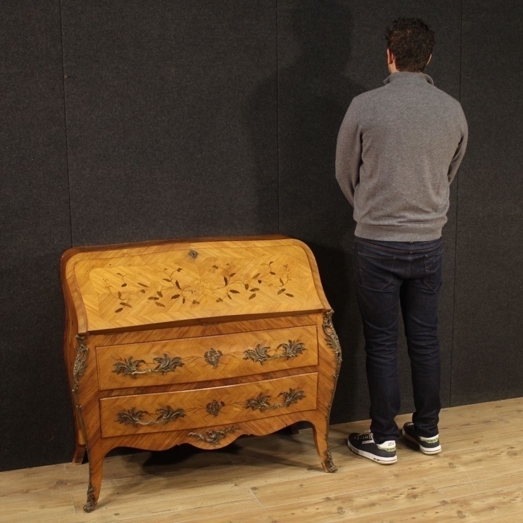 French Bureau In Inlaid Wood From 20th Century photo for sale