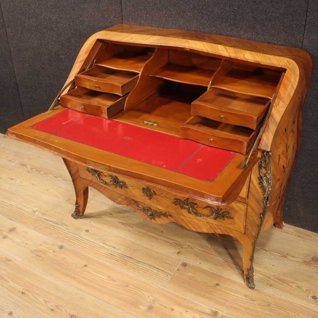Bureau français en bois marqueté, XXe siècle photo vinterior