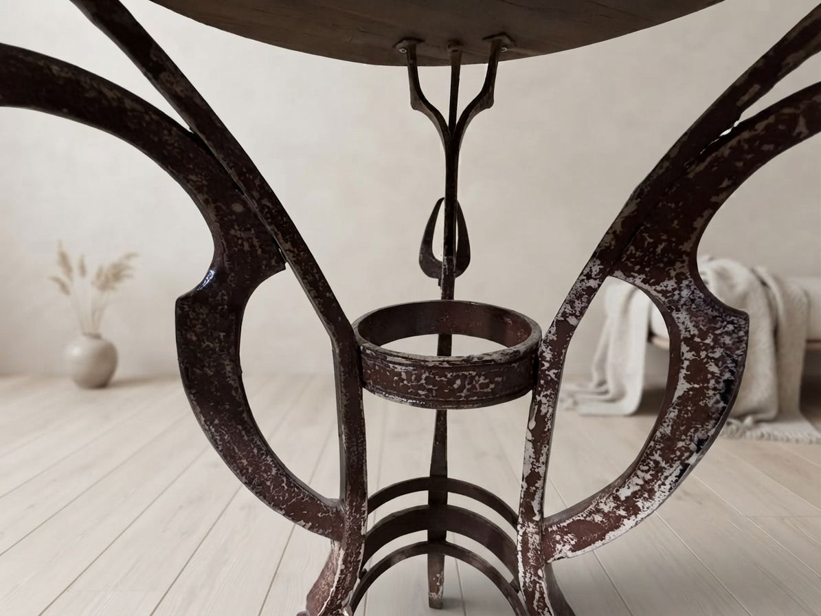 Handmade Round Side Table With Wrought Iron Base, Circa 1980s, Czechoslovakia, 67 × 50 Cm photo furniture
