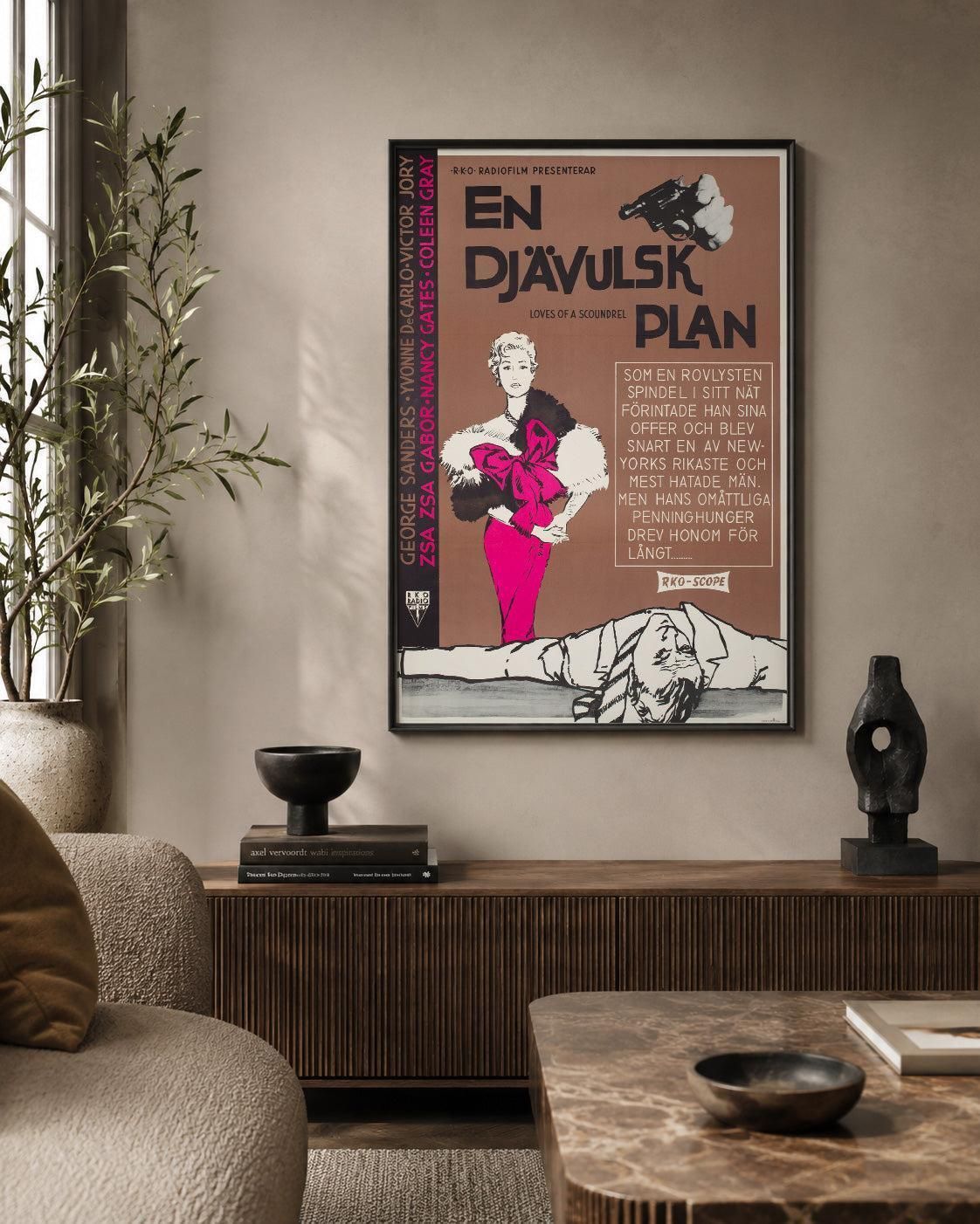 Affiche suédoise du film Death Of A Scoundrel, 1957 photo furniture
