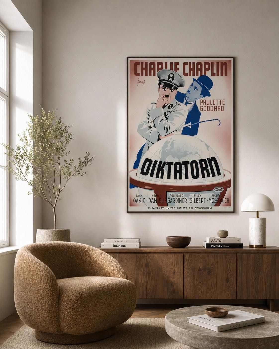 The Great Dictator 1945 Zweedse filmposter, Eric Rohman photo furniture