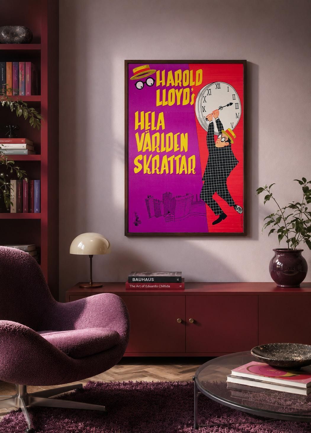 Harold Lloyd's World Of Comedy 1962 Swedish Film Poster, Göte Näslund photo furniture