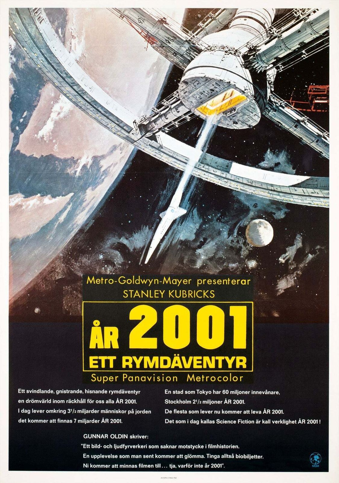 2001 A Space Odyssey 1968 Zweedse Filmposter, Bob Mccall