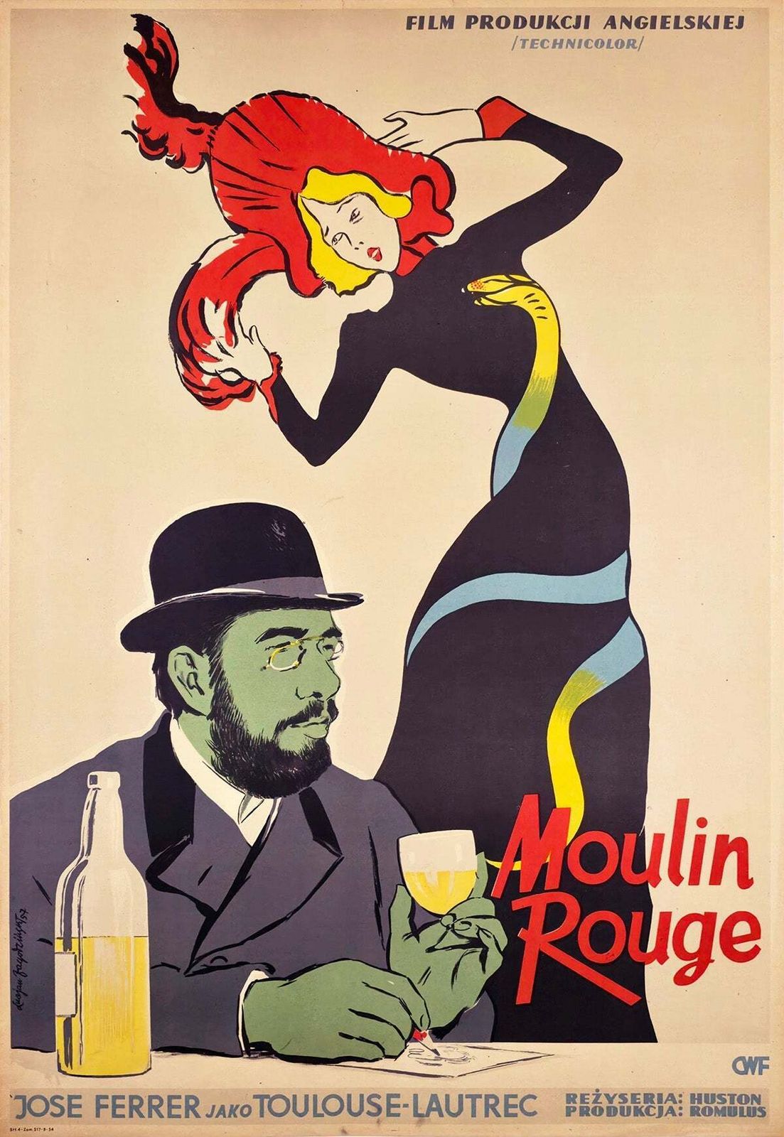 Moulin Rouge 1957 Poolse A1 filmposter, Lucjan Jagodzinski
