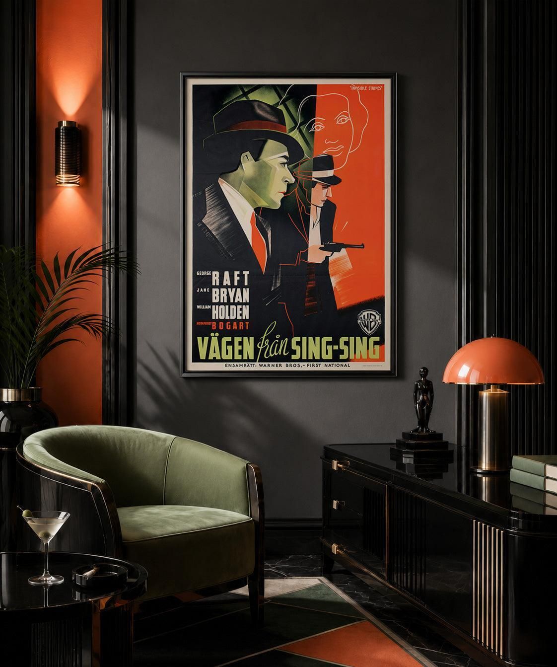 Affiche suédoise du film Invisible Stripes, 1940 photo furniture