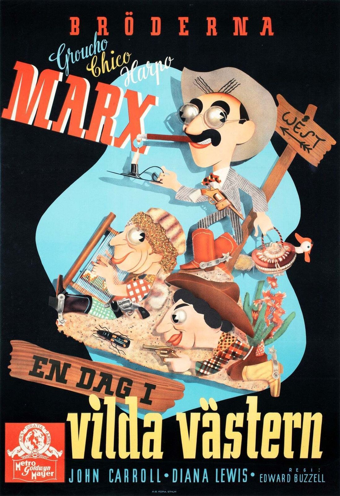 Marx Brothers Go West 1945 Zweeds filmaffiche