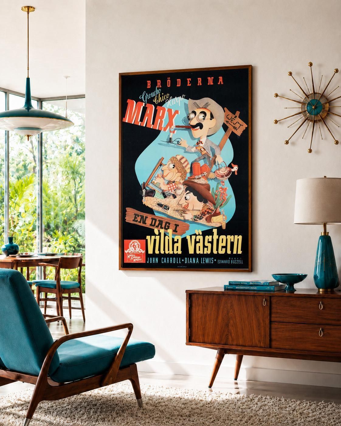 Marx Brothers Go West 1945 Swedish Film Poster photo furniture