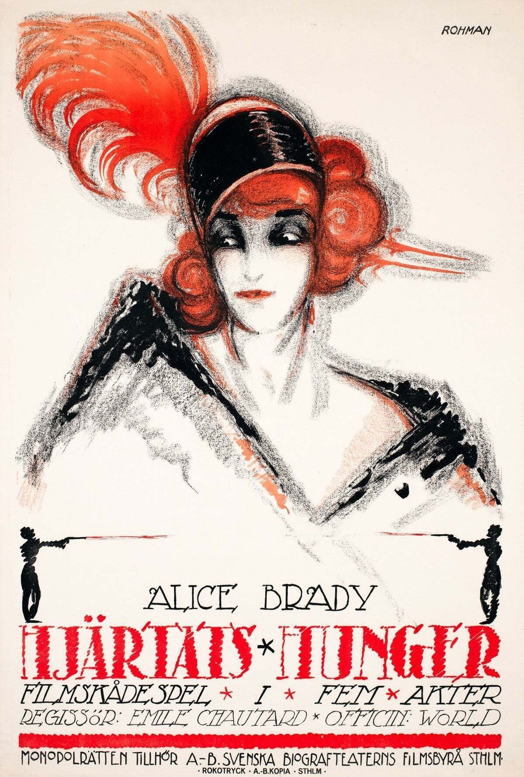 Affiche suédoise du film The Hungry Heart, 1917, Eric Rohman