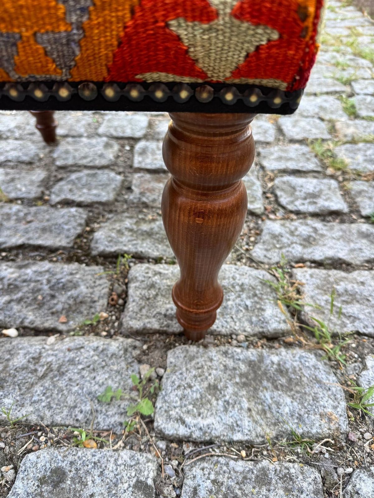 390.0 Kilim Covered Stool 0.52m X 0.37m X H0.37m photo