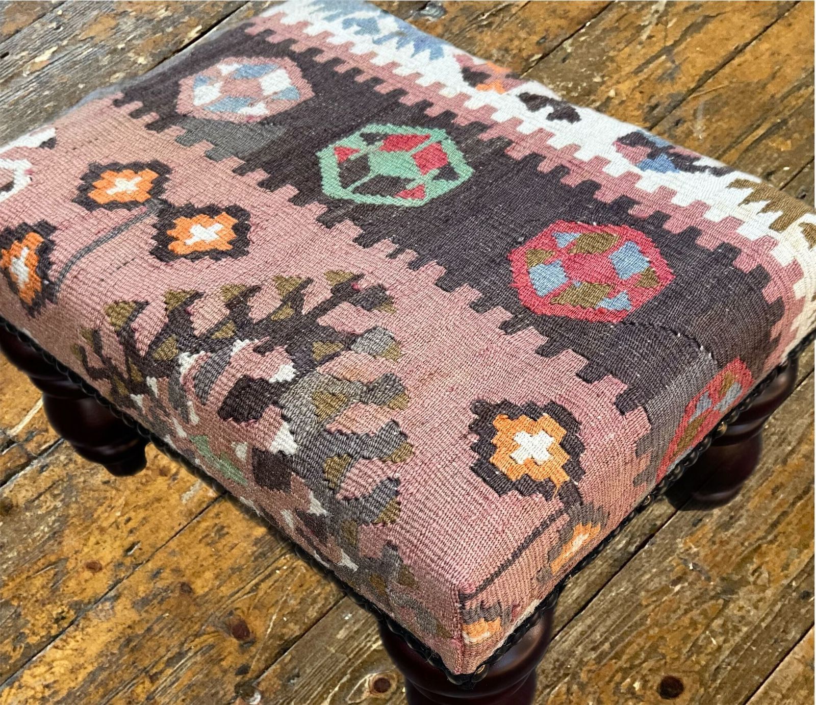 Kilim Covered Stool 0.42m X 0.31m X H0.24m photo furniture