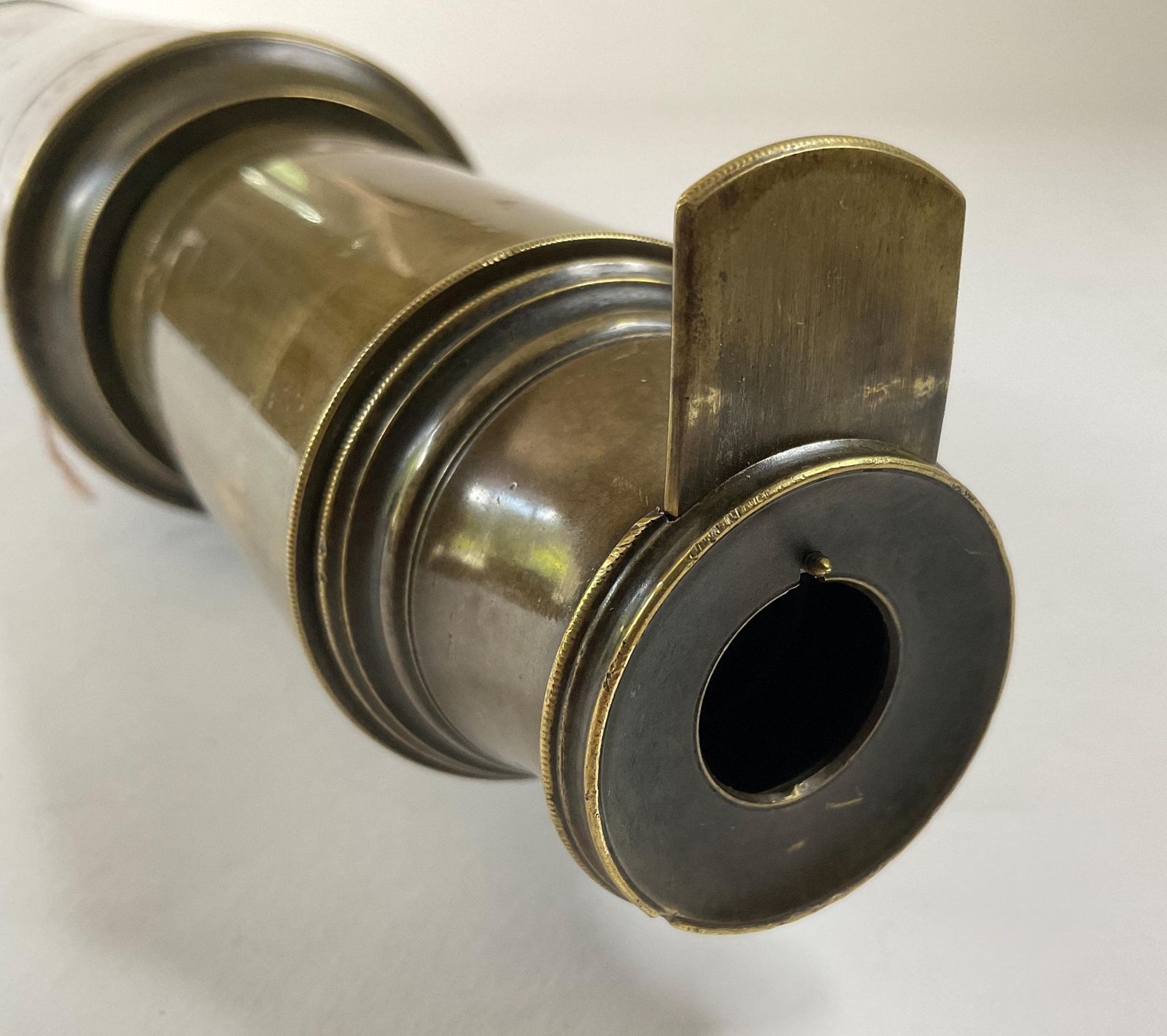 Antique 19th Century Maritime Leather Covered Brass Officer Telescope With Sunshade & Field Stop photo 365.0