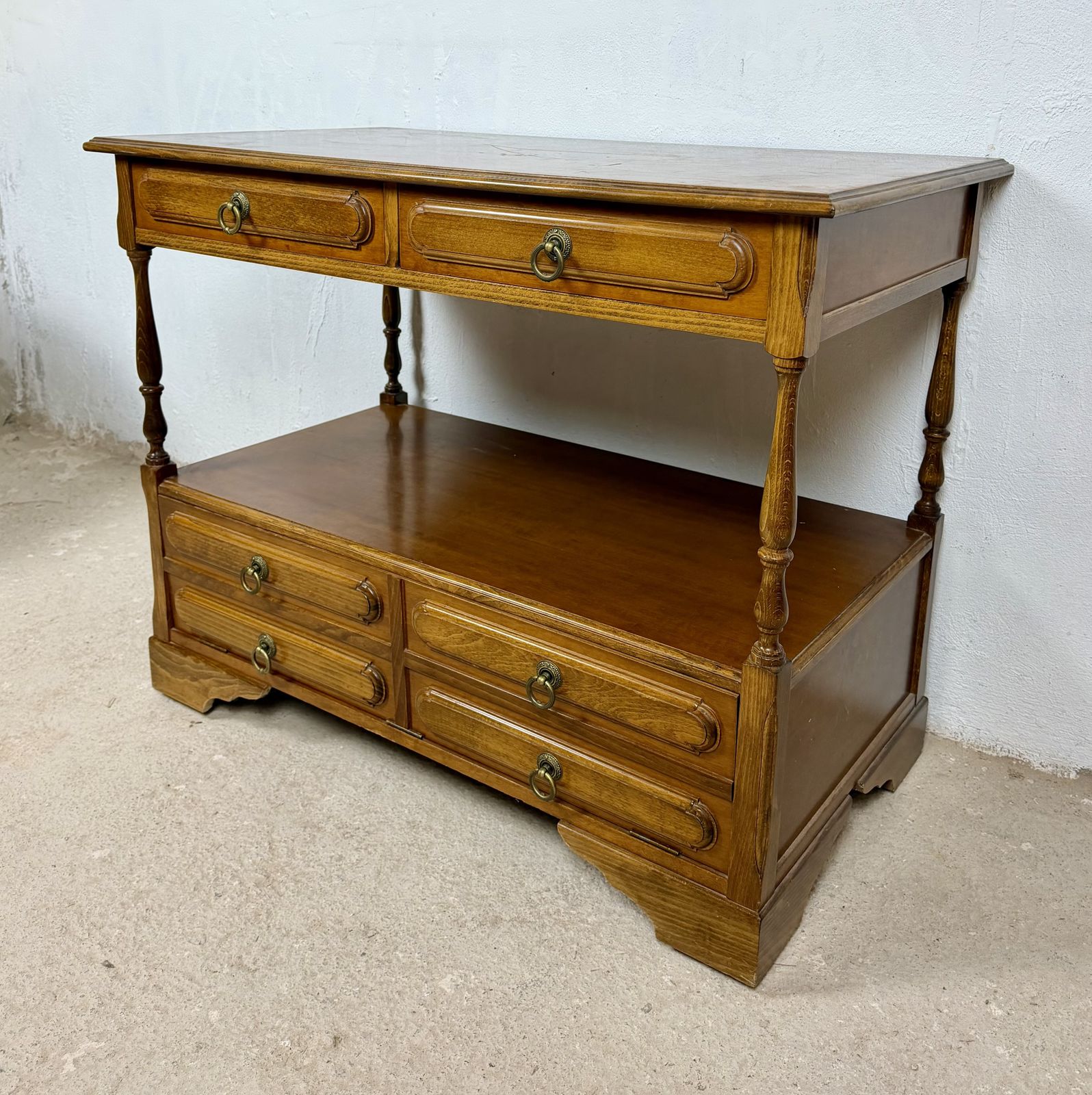 Spaans dressoir met schappen en zes lades, jaren 1980 photo 1650.0