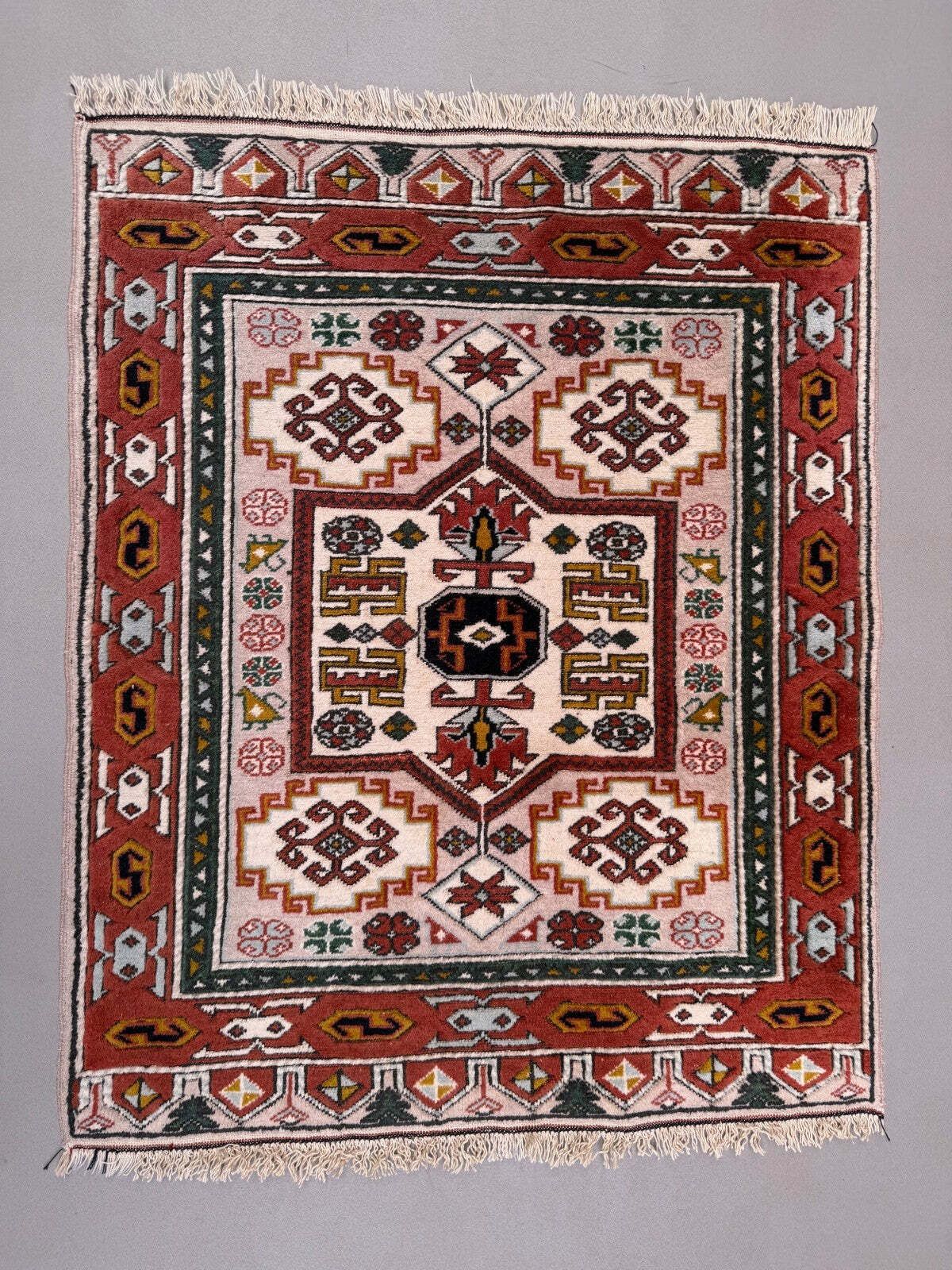 Old Turkish Kazak Rug 90x115 Cm Vintage Tribal, Square Medium