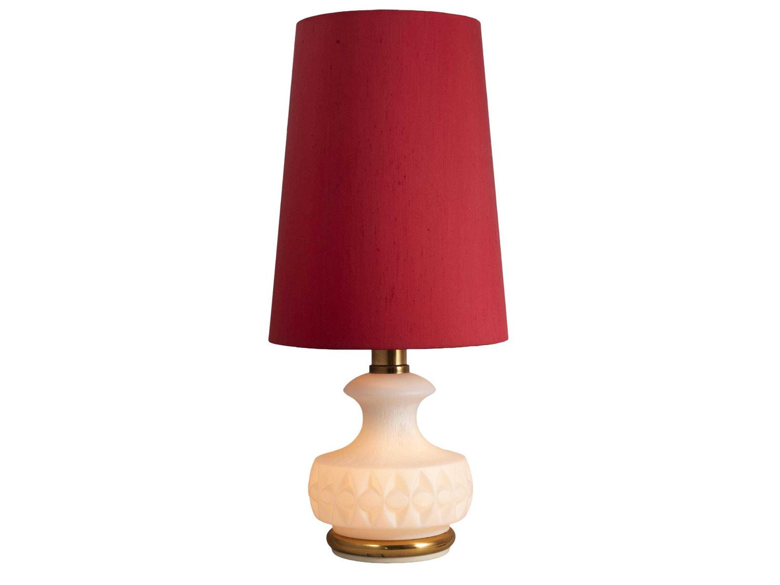 1960s Peill & Putzler Table Lamp Illuminated Base | Mid Century Modern Floor Accent Light Modernist Raspberry Red Atomic Age Space White