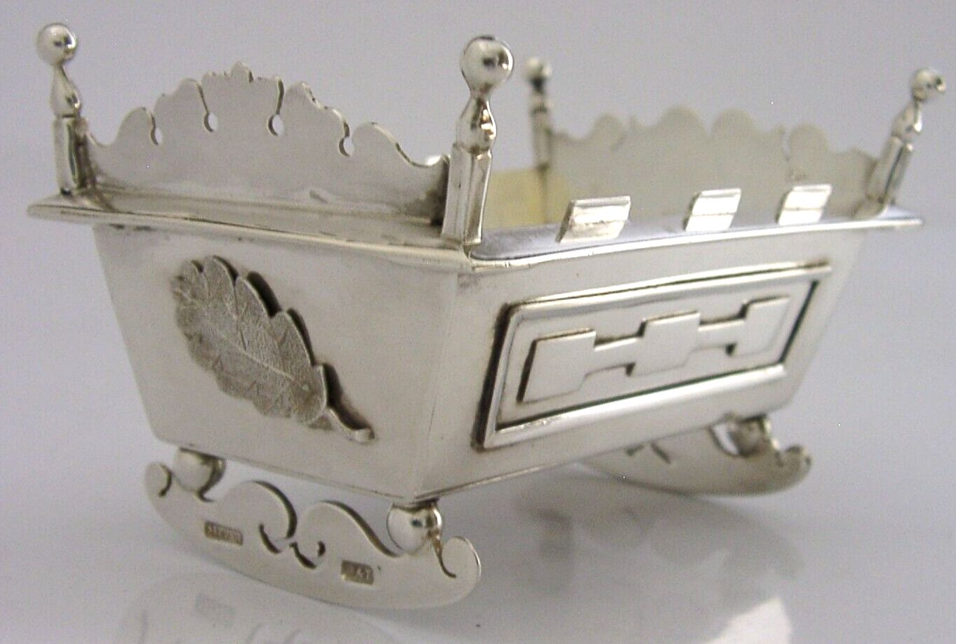 Large Heavy 96g 19th Century American Solid Silver Crib Cradle Cot Antique B&L photo furniture