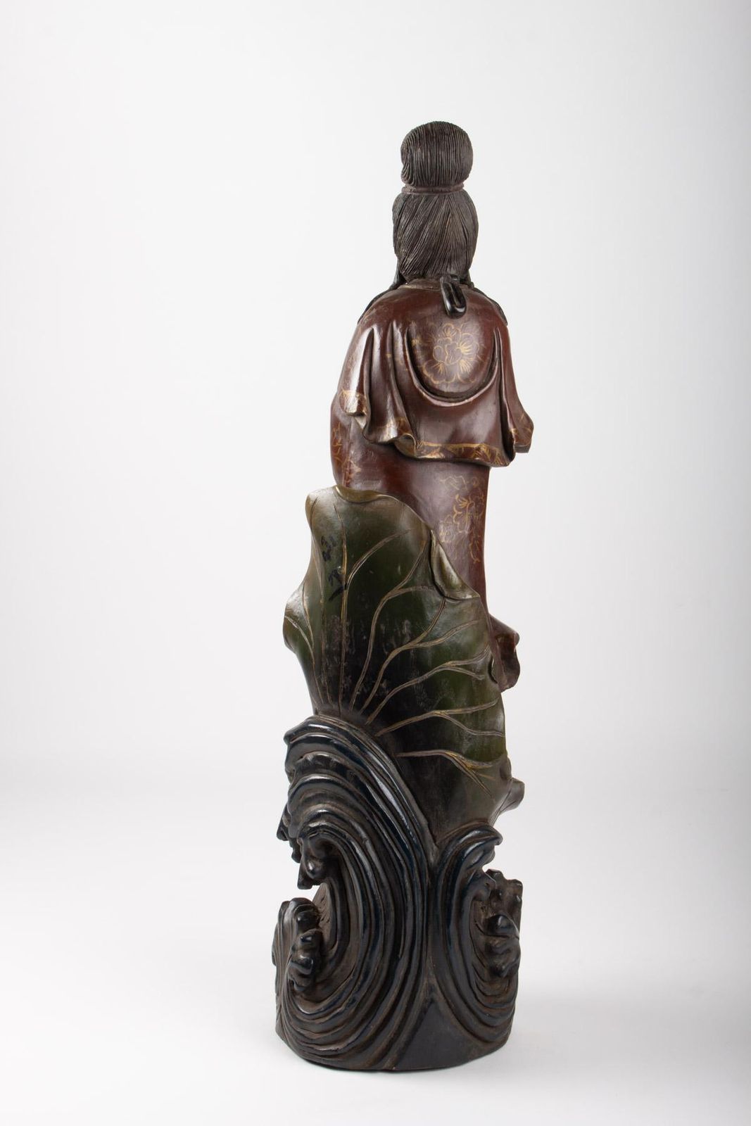 Guanyin In Carved Wood And Polichrome, China, Early 20th Century, Asian Art photo vinterior