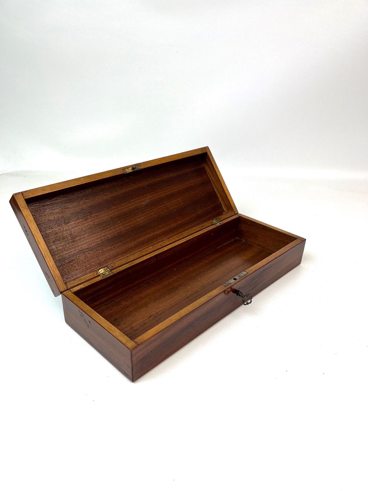 Stunning Antique Art Deco Dogs Marquetry Wooden Tobacco Box Lock & Key Signed Masterpiece 1934 photo vinterior