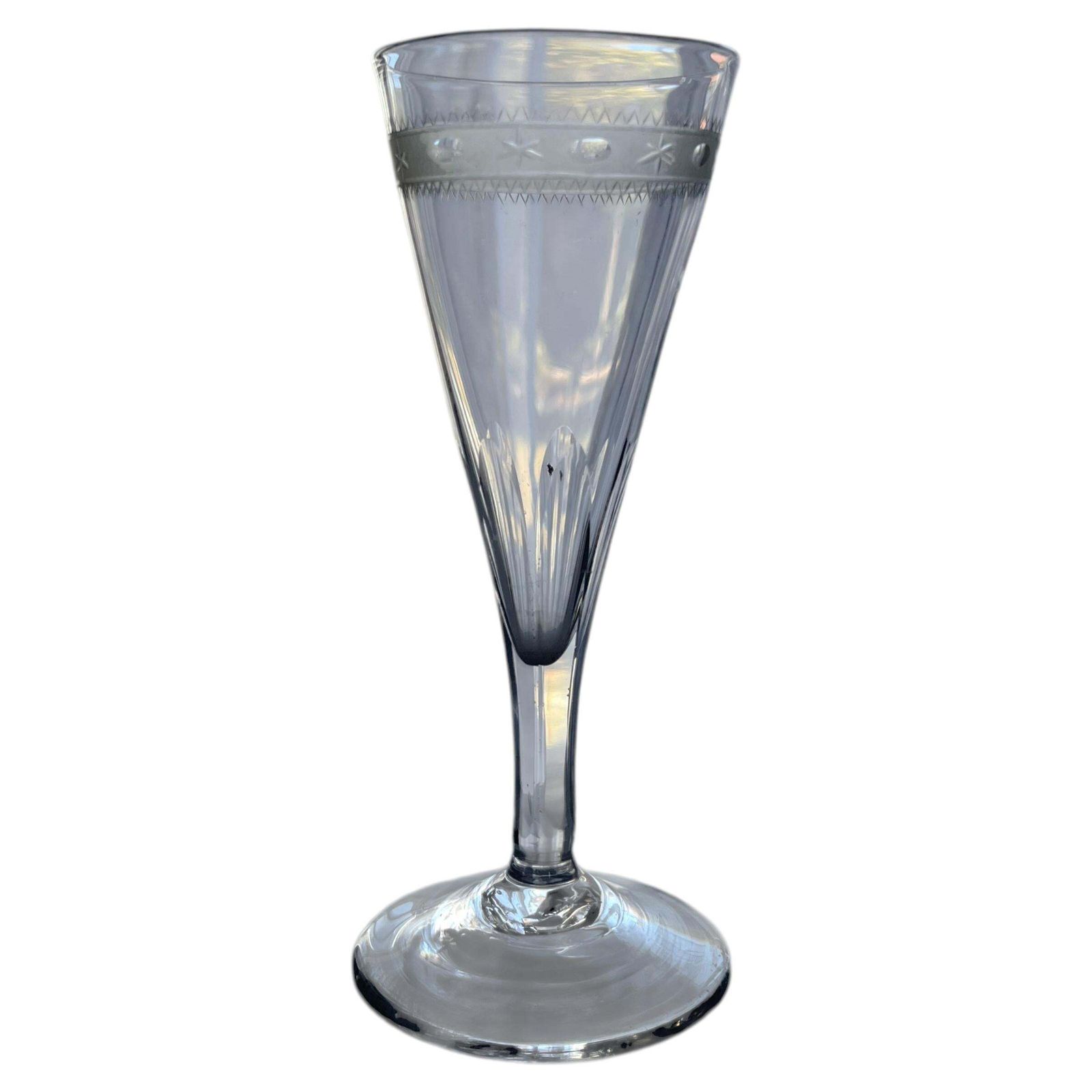 Laat-Georgisch handgeblazen wijnglas, OXO-gravure, ca. 1790 photo for sale