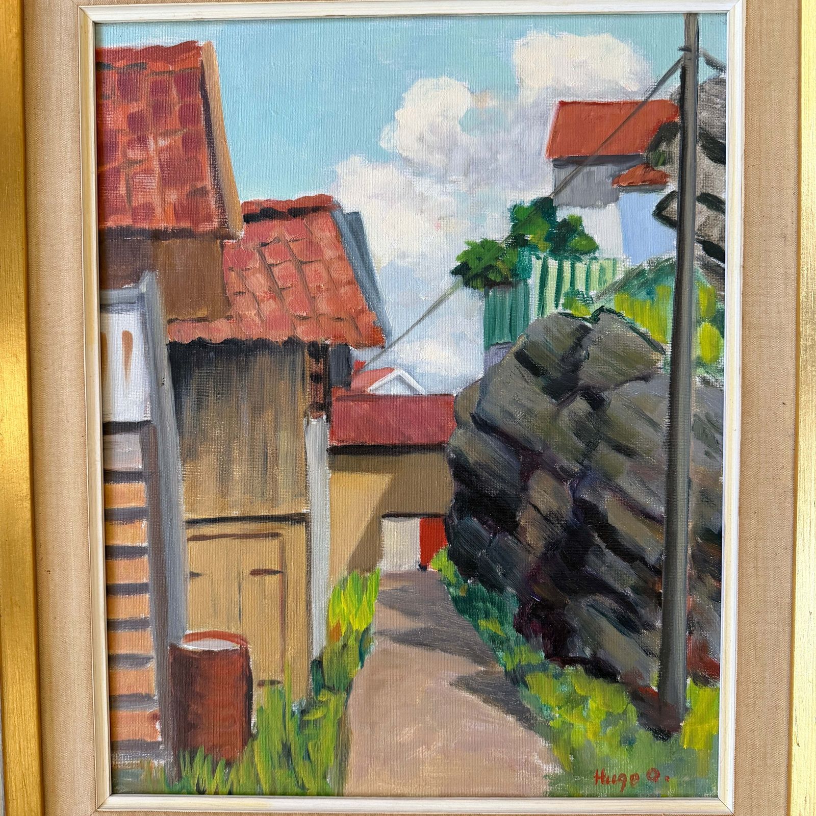Zomerdag in Bohuslän. Vintage Zweeds olieverfchilderij van Karl Hugo Olsson photo furniture