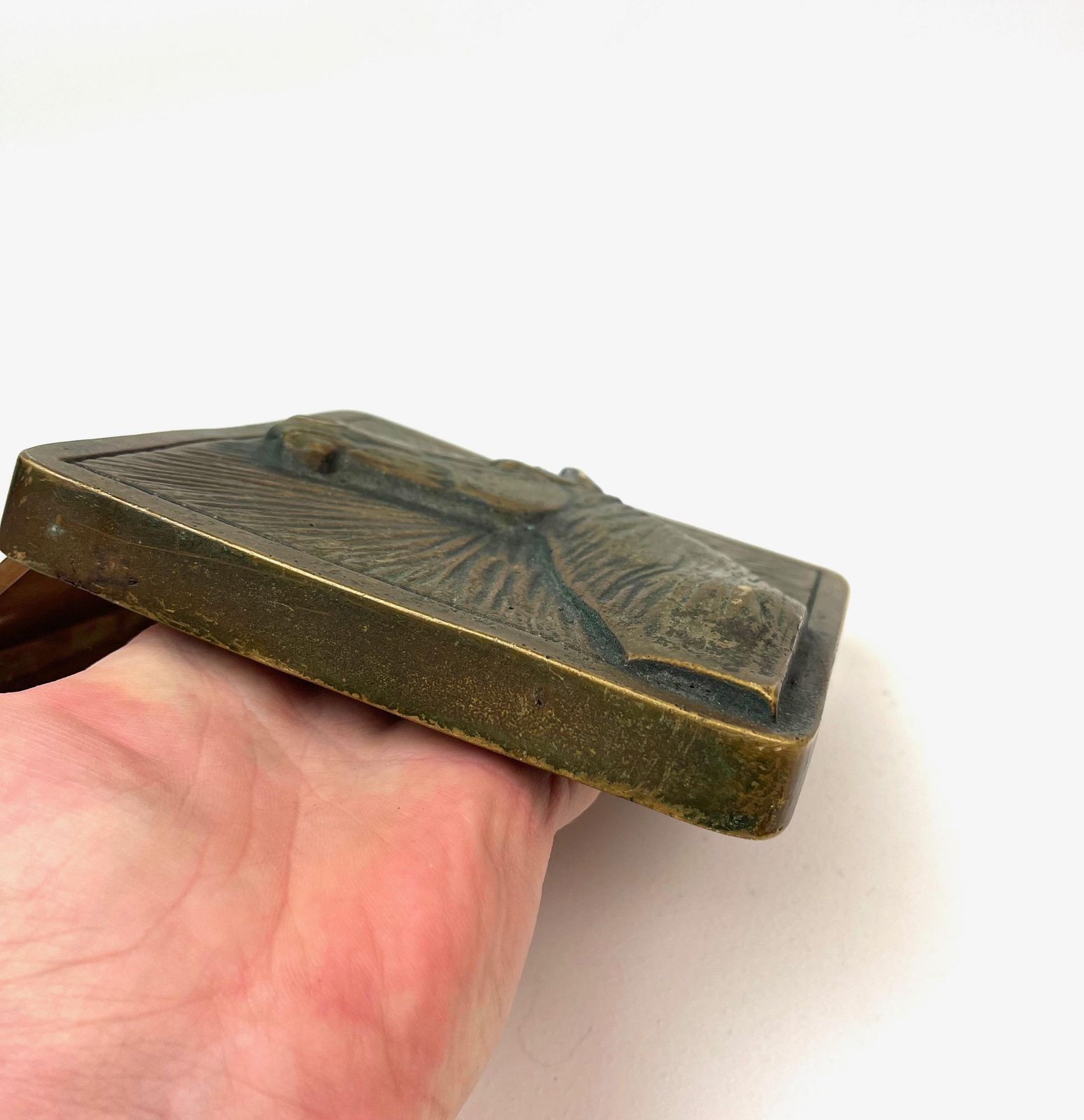 Poignée de porte mid-century en bronze massif coulé, tête de cheval, Allemagne, 1960 photo vinterior