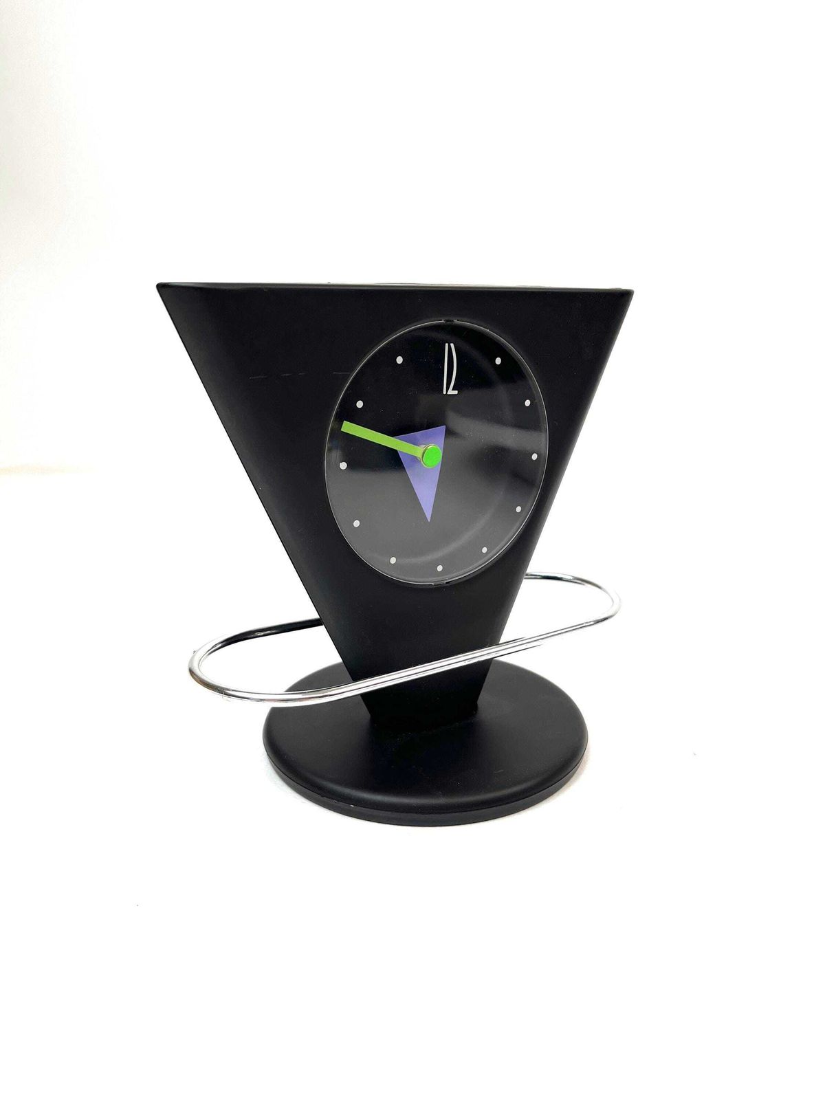 Stunning Mid Century 80s Postmodern Triangle Pendulum Desk Clock