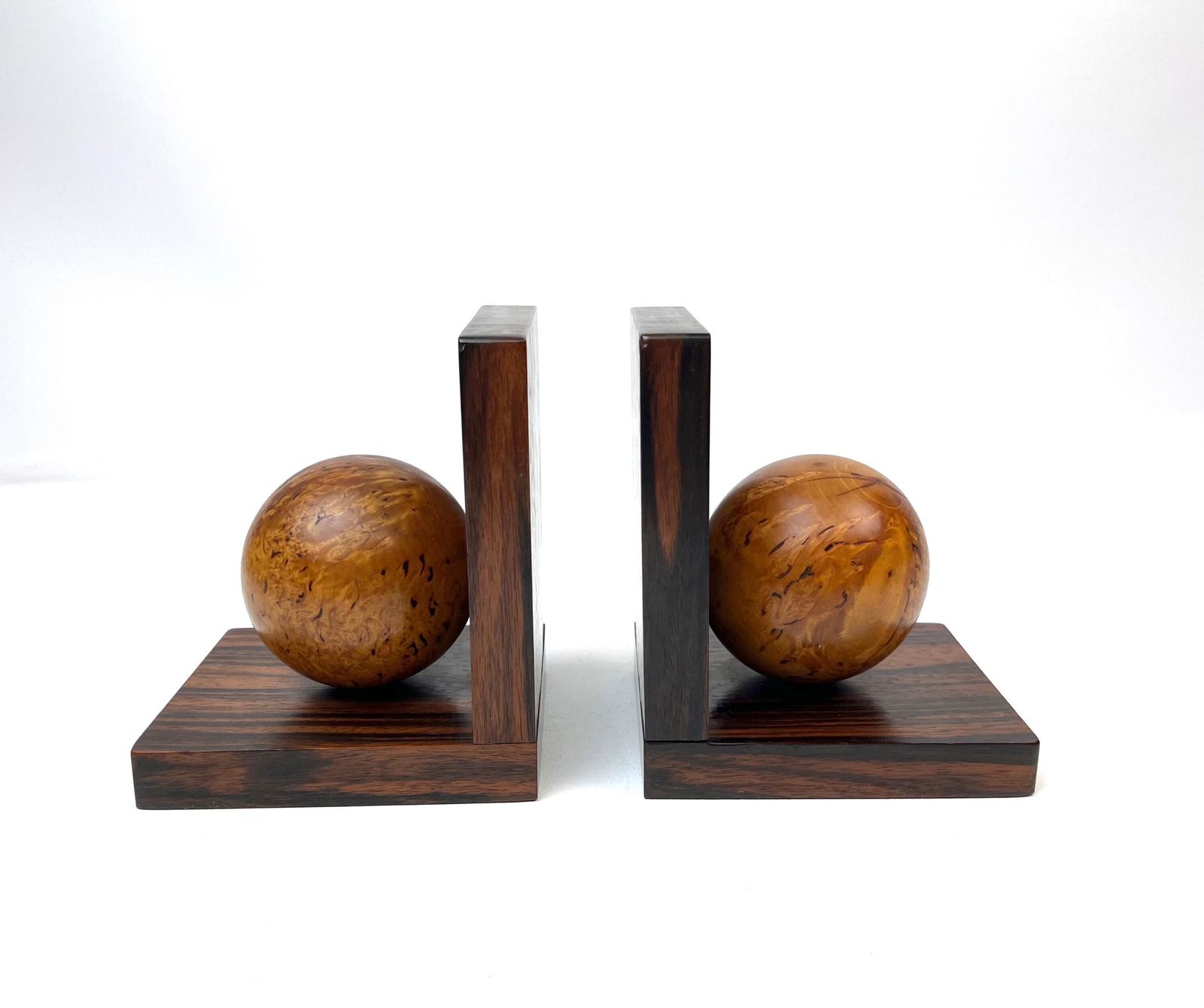 Rare Avantgarde Art Deco Bauhaus Rosewood Cubist Pair Bookends Germany 1930 photo furniture