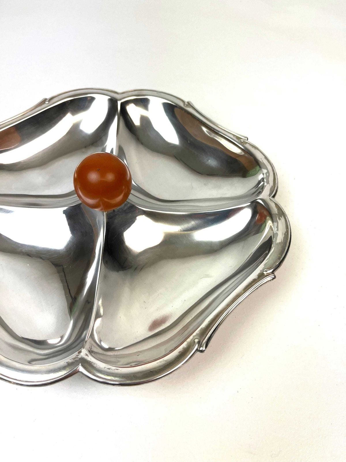 Rare Bauhaus Art Deco Silver Plated Center Of Table Bowl Plate Barware With Bakelite Knob By Hoka photo 377.0