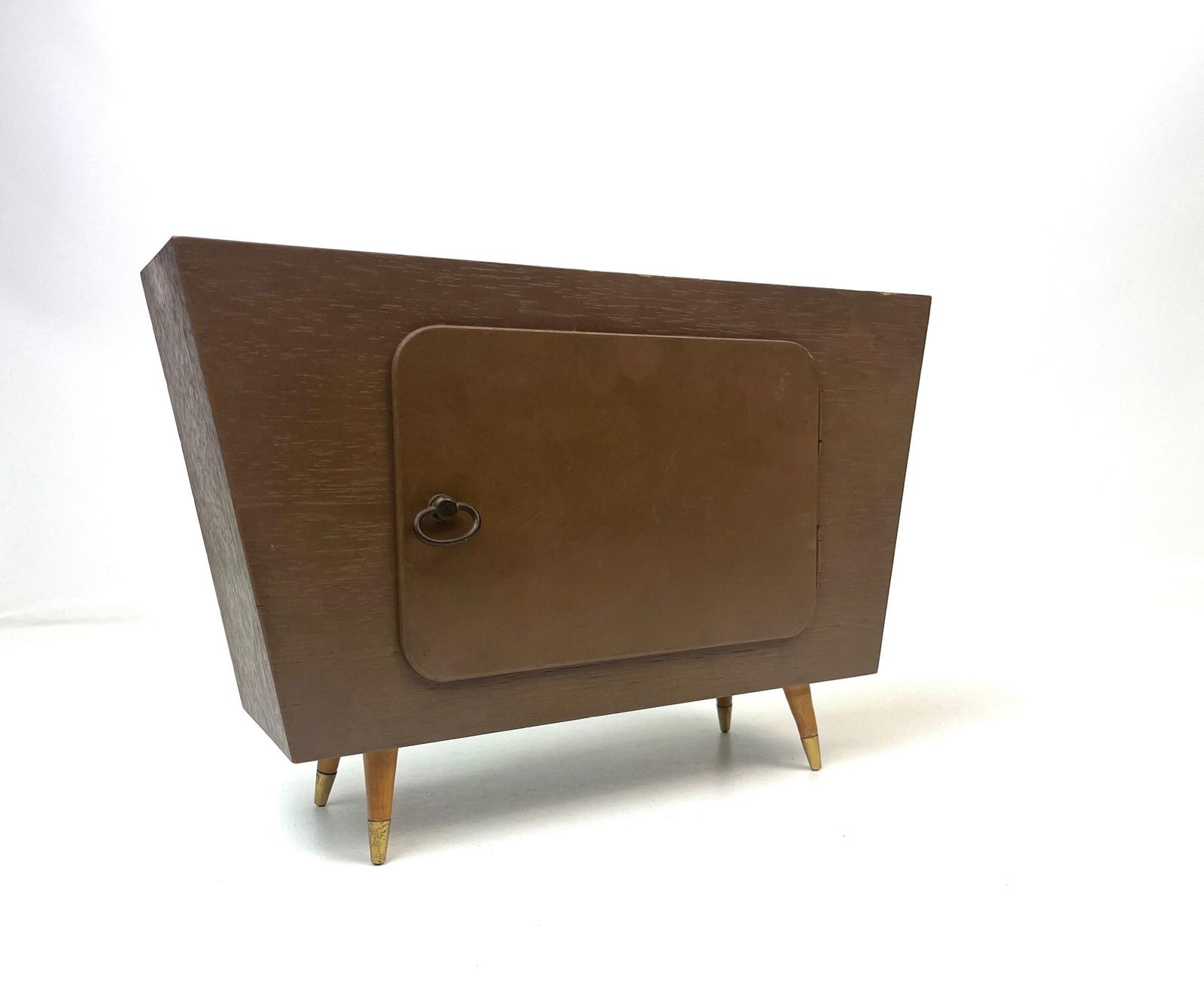 Horloge de bureau mid-century en teck, pieds épingle, par Hermle, Allemagne, 1960 photo vintage