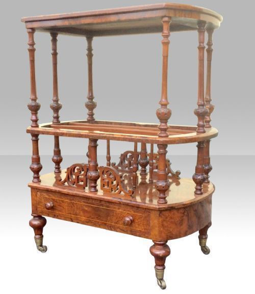Beautiful Victorian Inlaid Burr Walnut Antique Canterbury. photo furniture