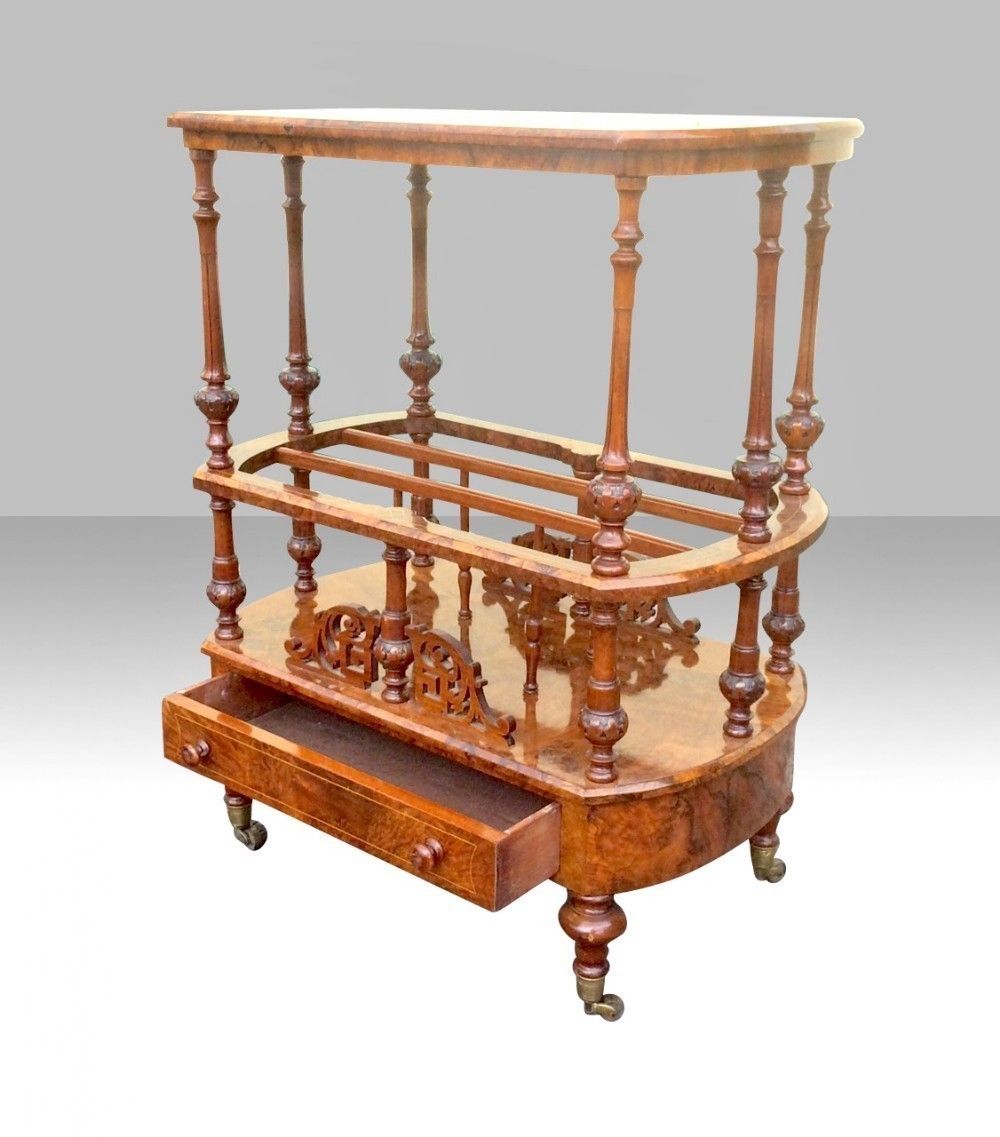 Beautiful Victorian Inlaid Burr Walnut Antique Canterbury. photo for sale