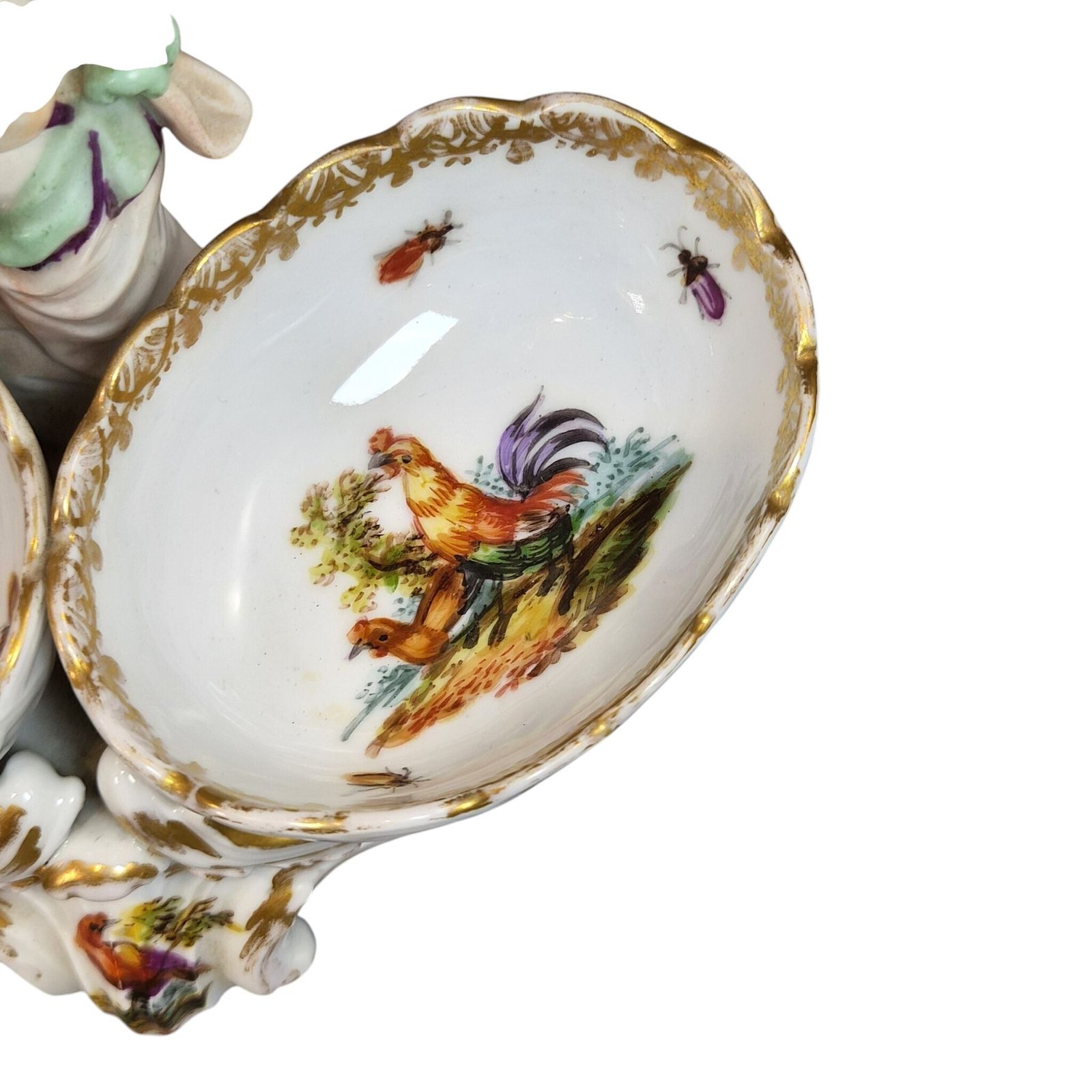 German Kpm Berlin Rococo Revival Figural Double Salt Cellar, C.1870 1890 photo vintage