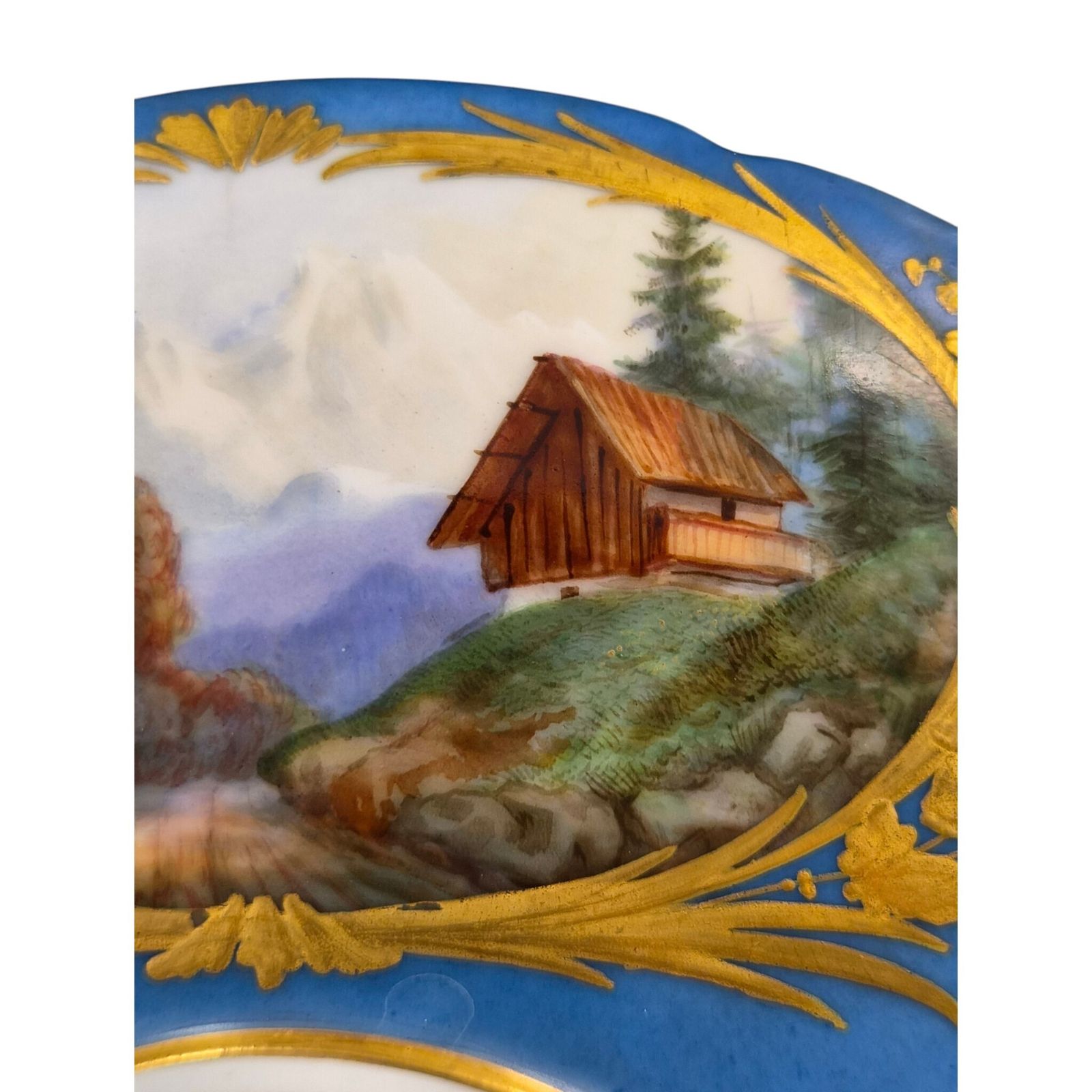 7000.0 Unieke Sèvres blauwe porseleinen tazza op voetstuk met gezichten op Montlhéry en Mont Blanc, 1835 photo