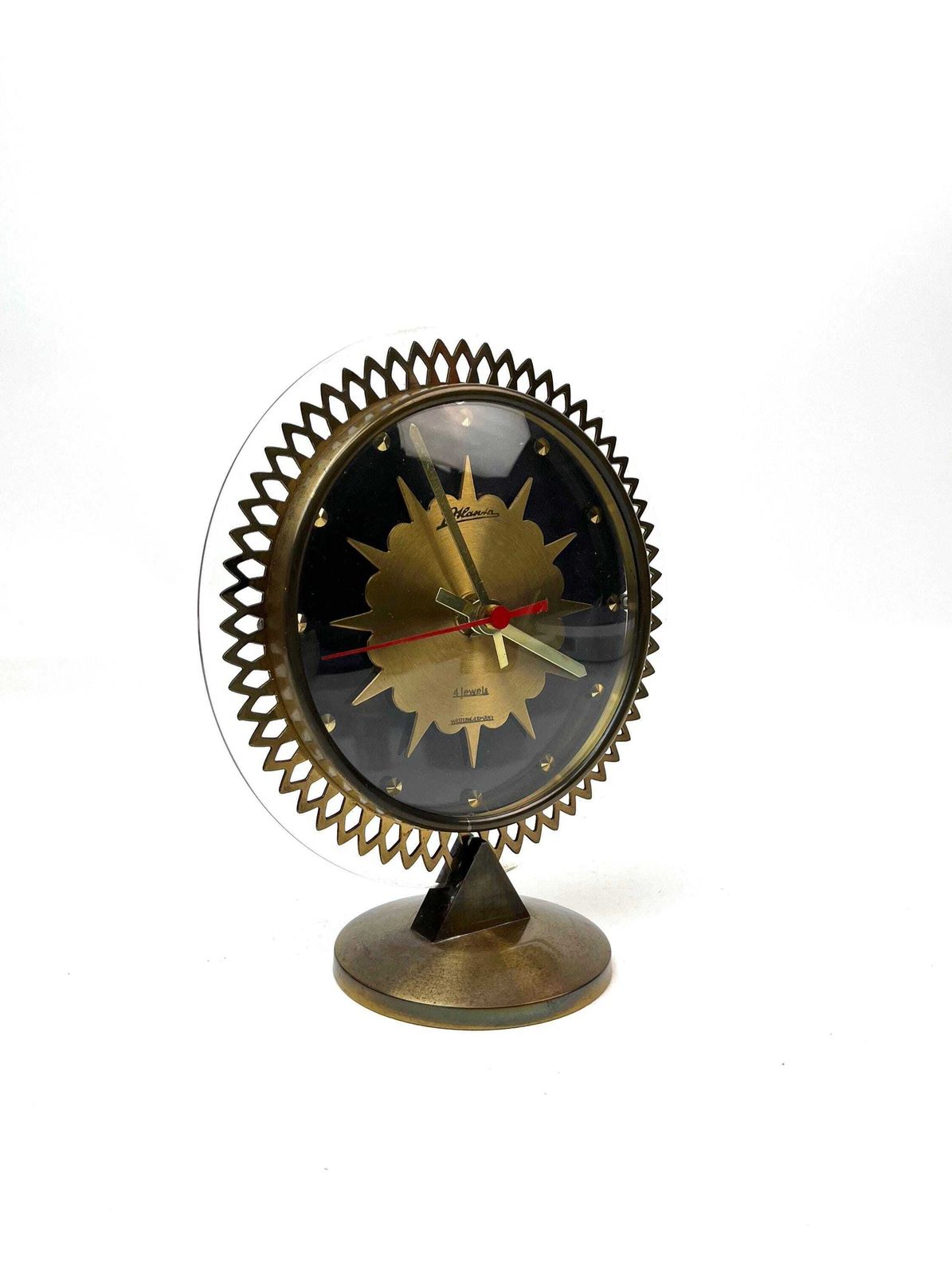 Rare Stunning Mid Century Hollywood Regency Sunray Desk Clock By Atlanta Germany photo furniture