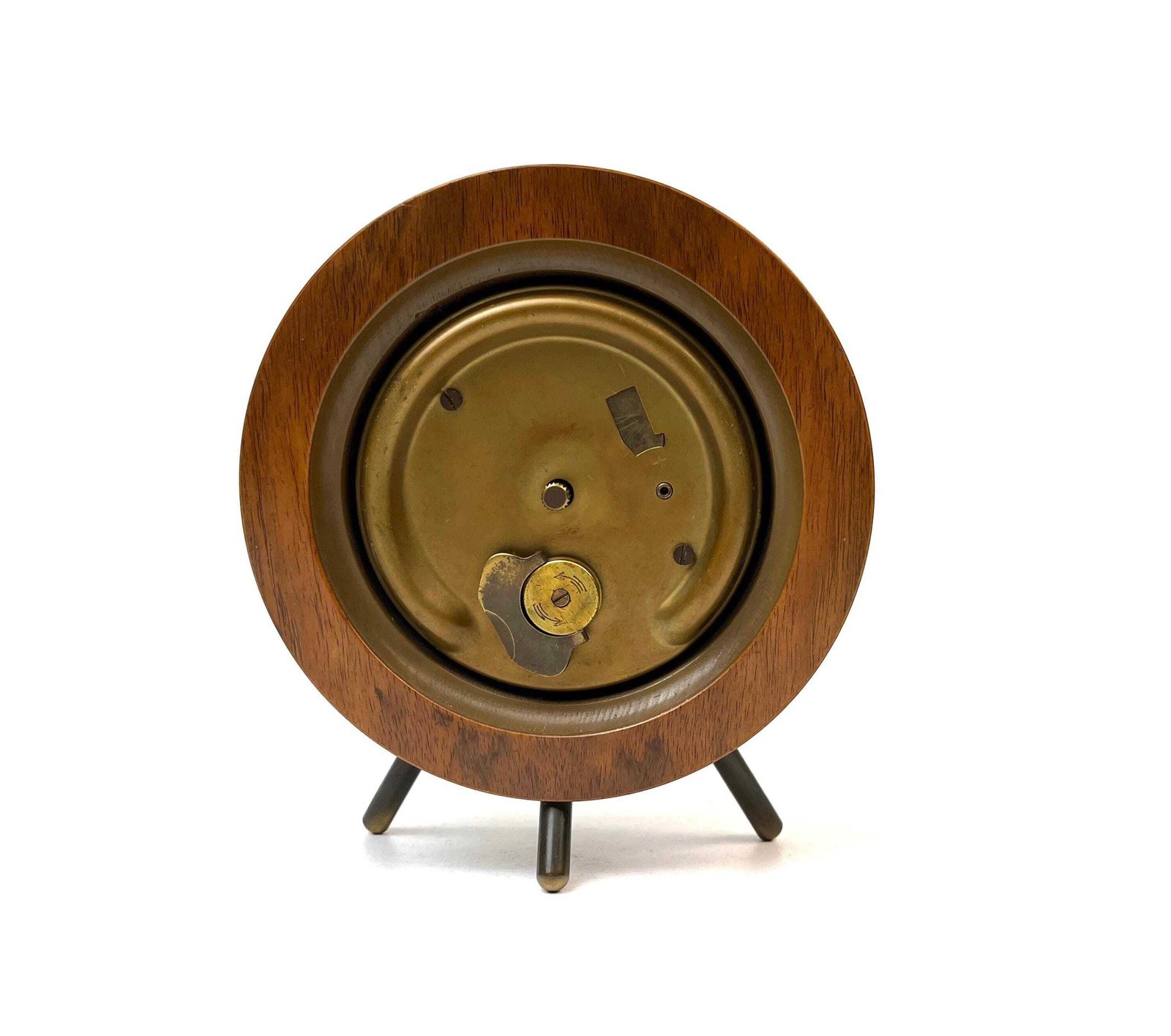Horloge de bureau ronde mid-century en teck sur trépied par Kienzle, Allemagne, 1960 photo buy