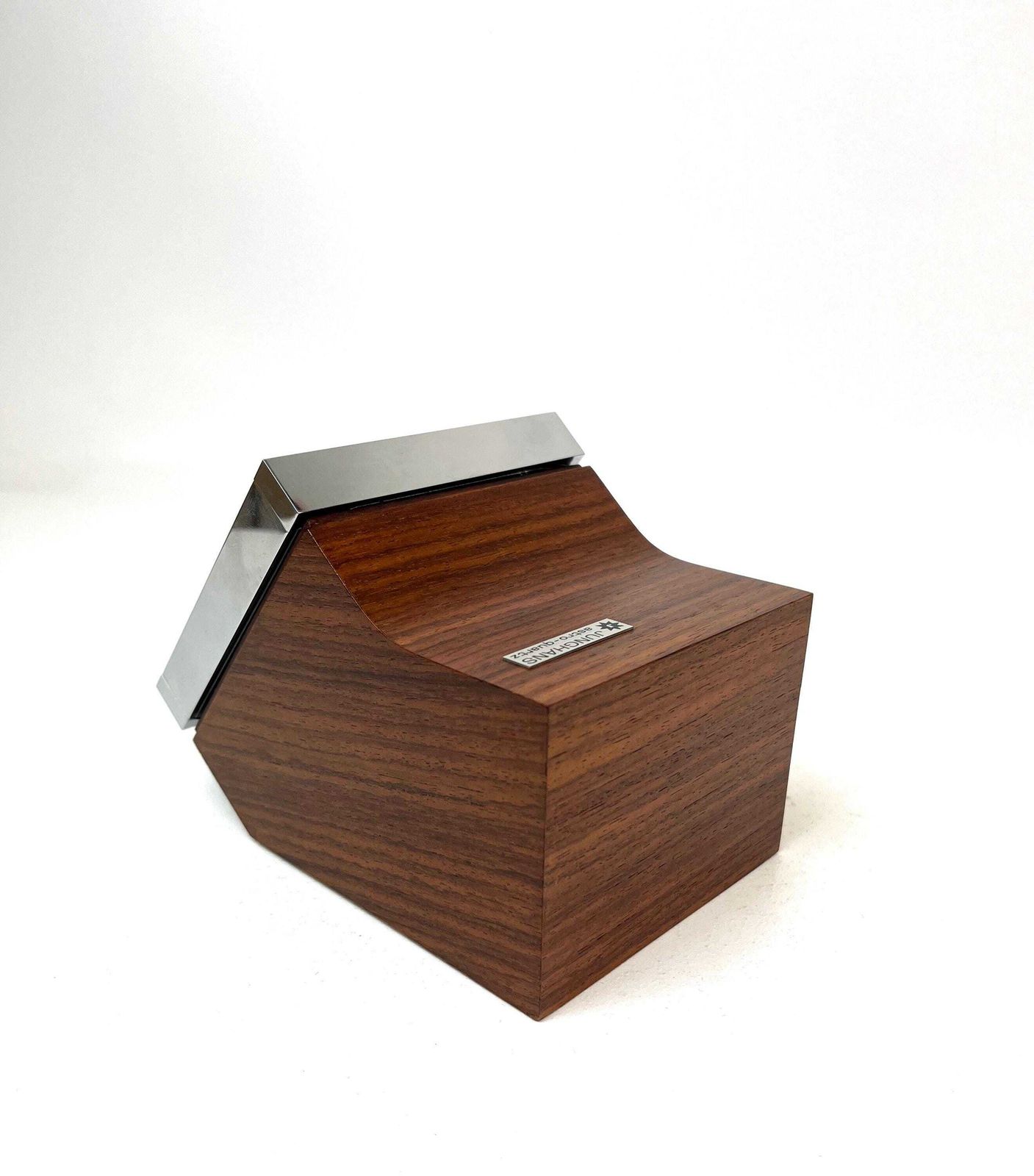 Zeer zeldzame mid-century bureauklok, teak en chroom, Junghans Astro Quartz, Eames tijdperk, 1960 photo buy