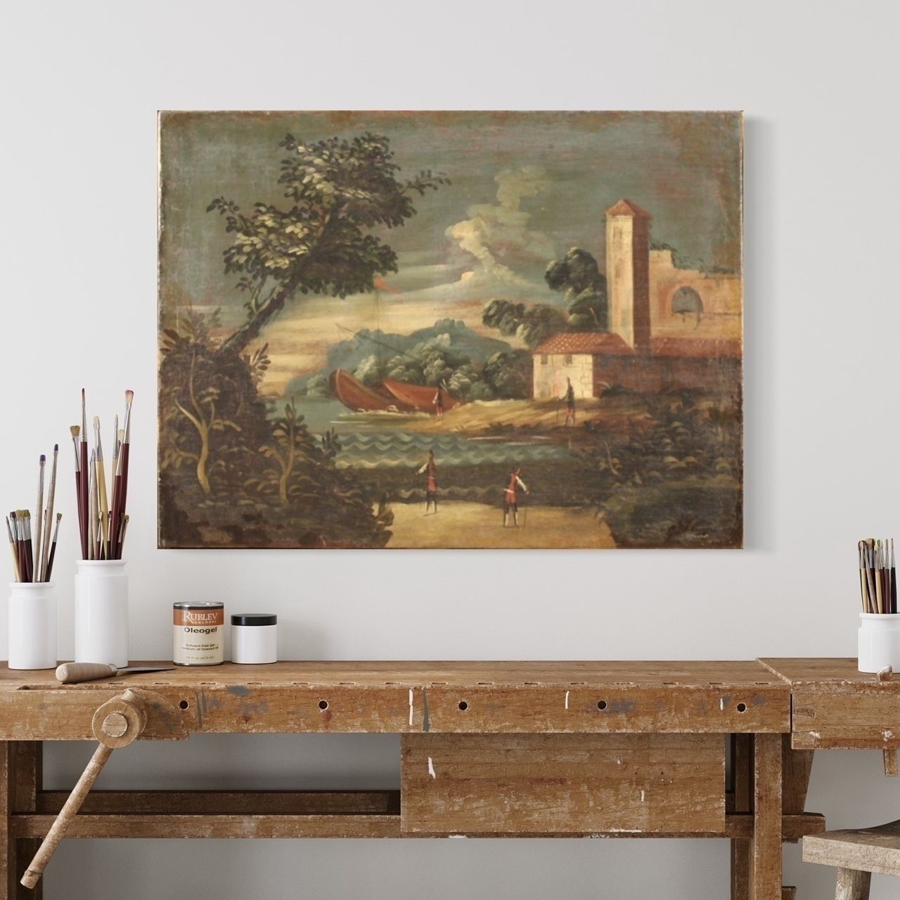 photo vintage Peinture italienne, marine, XVIIIe siècle