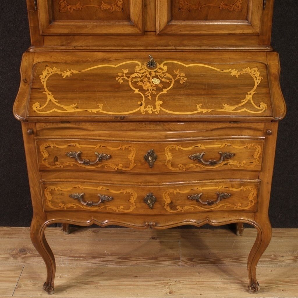 Italian Trumeau In Inlaid Wood From The 20th Century photo for sale