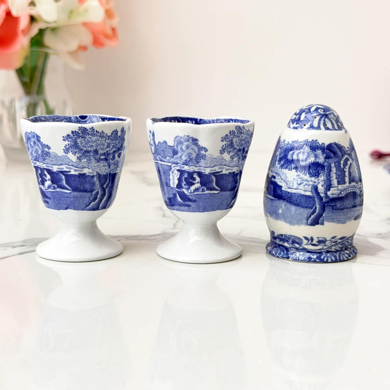 Copeland Spode Blue Italian 7 Piece Set Transferware 1891 1999 photo furniture
