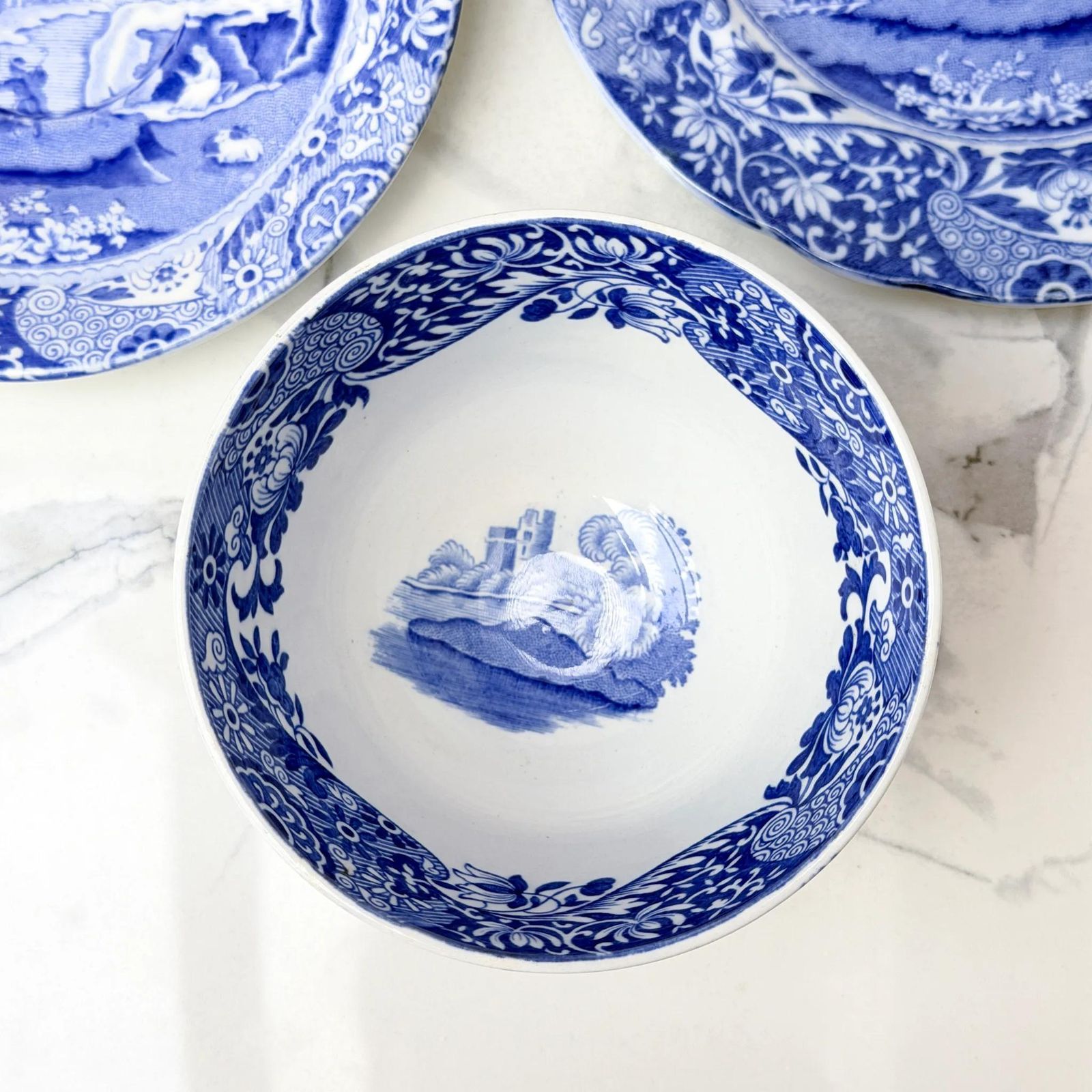 photo vinterior Copeland Spode Blue Italian 7 Piece Set Transferware 1891 1999