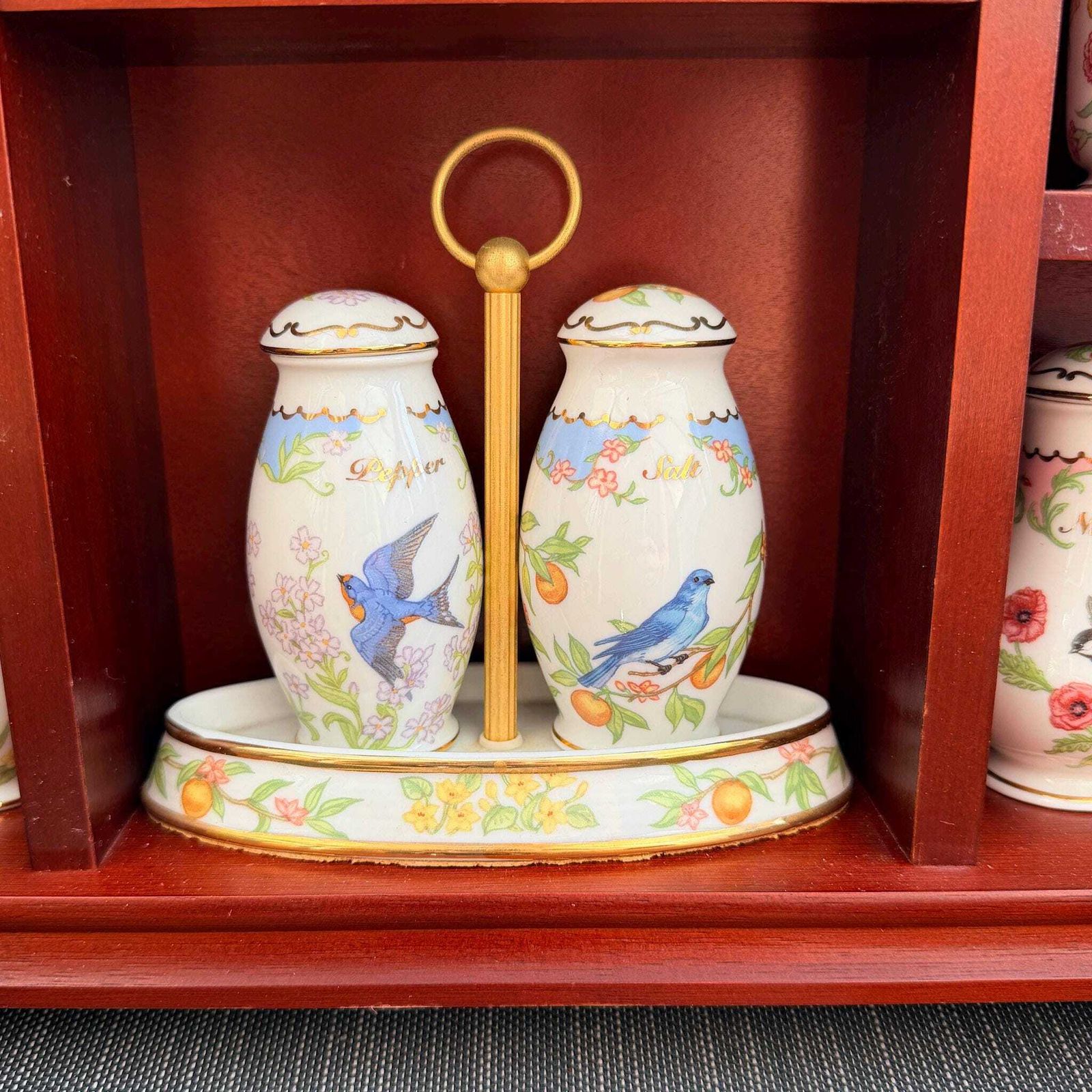 Lenox Birds & Blossoms Kruidenpotenset, Compleet met Displayrek, 1994 photo Woonaccessoires