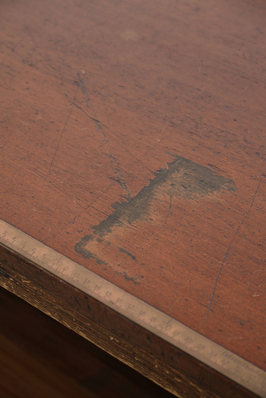 Large Antique English Shop Counter/Fabric Counter From The 19th Century With A Luxurious Appearance And Brass Rulers In The Top. photo vintage