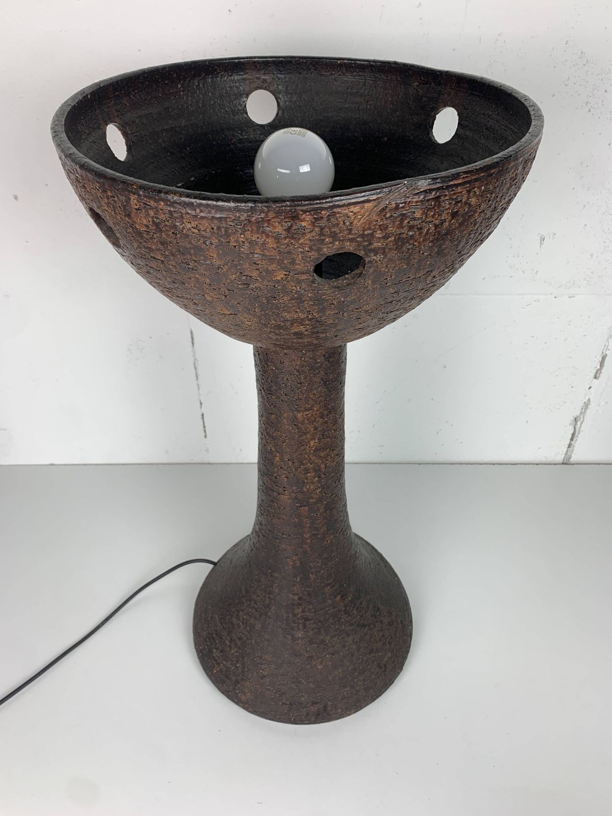 Midcentury Brutalist Dutch Ceramic Mushroom Floor Lamp, 1960s photo vintage