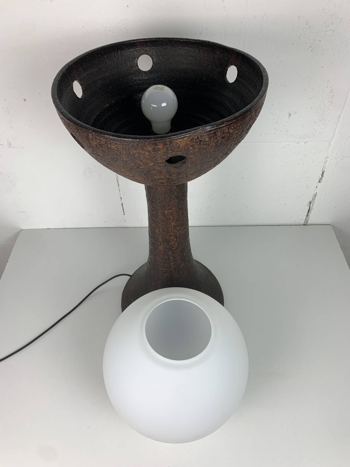 photo for sale Midcentury Brutalist Dutch Ceramic Mushroom Floor Lamp, 1960s