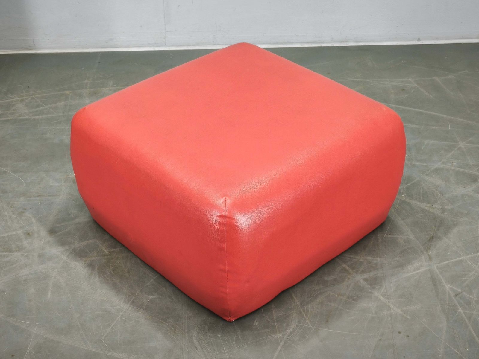 1980s Italian Postmodern Red Faux Leather Pouf Ottoman photo furniture